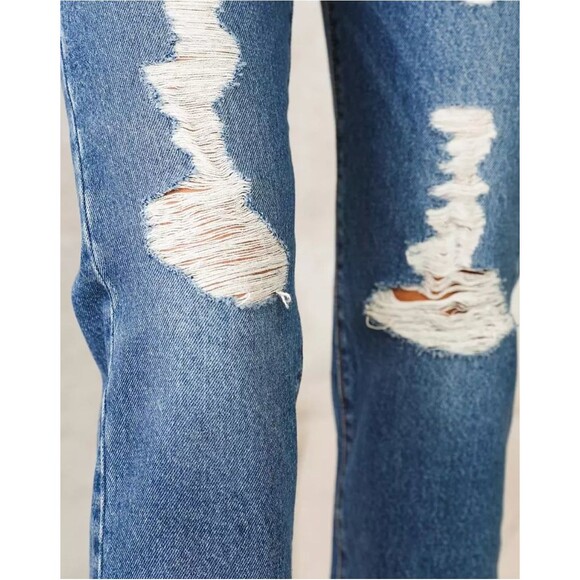 Levis Premium Womens Wedgie Straight Denim Jeans Dark Blue High Rise Button Fly - Picture 8 of 9